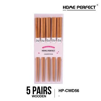 HOME PERFECT 5pcs/Pack Trendy Style Wooden Chopsticks, Reusable Non Slip, Penyepit Makanan Kayu, HP-CWD52,53,54,55,56,57