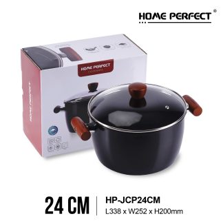 HOME PERFECT 24/28cm Non-Stick Fast Heat Covered Casserole Pot W/Wooden Double Handle, Kuali, HP-JCP24CM,HP-JCP28CM
