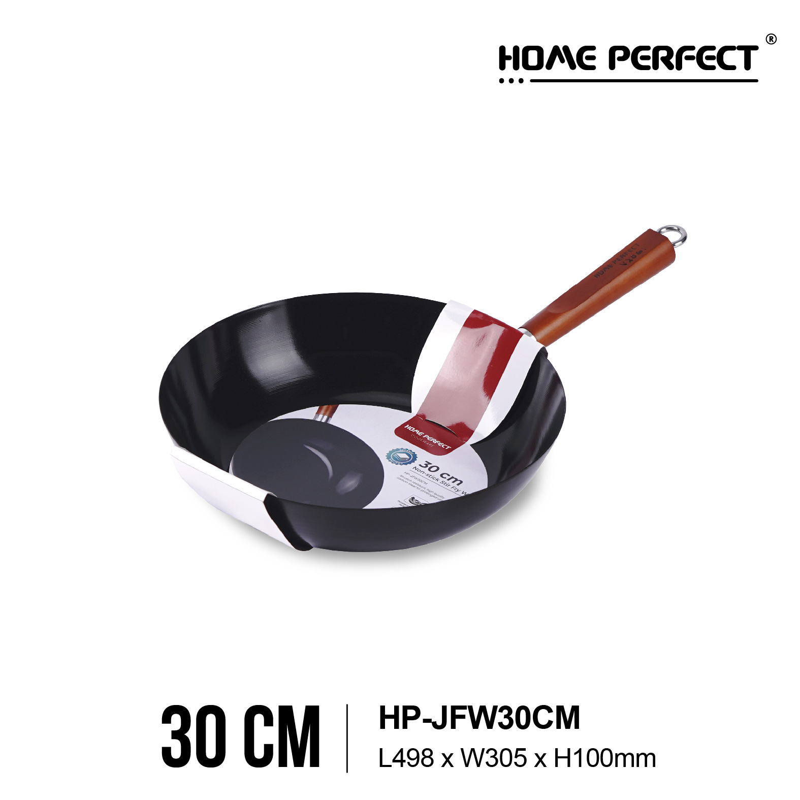 HOME PERFECT 24/25/30cm Non-Stick Fast Heat Stir Fry Wok W/Wooden Handle, Fry Pan, Kuali, HP-JFP24CM,HP-JFW25,30CM - Image 3