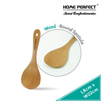HOME PERFECT Wooden Non-Scratch Kitchen Utensils, Round Spatula, Rice Spoon, HP-WDN08, HP-WDN09