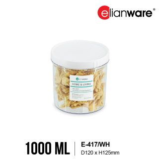 ELIANWARE 260-1500ml Stackable Round Transparent Canister,Food Storage Jar,Bekas,E-414,415,416,417,418, E-1103,1104,1105