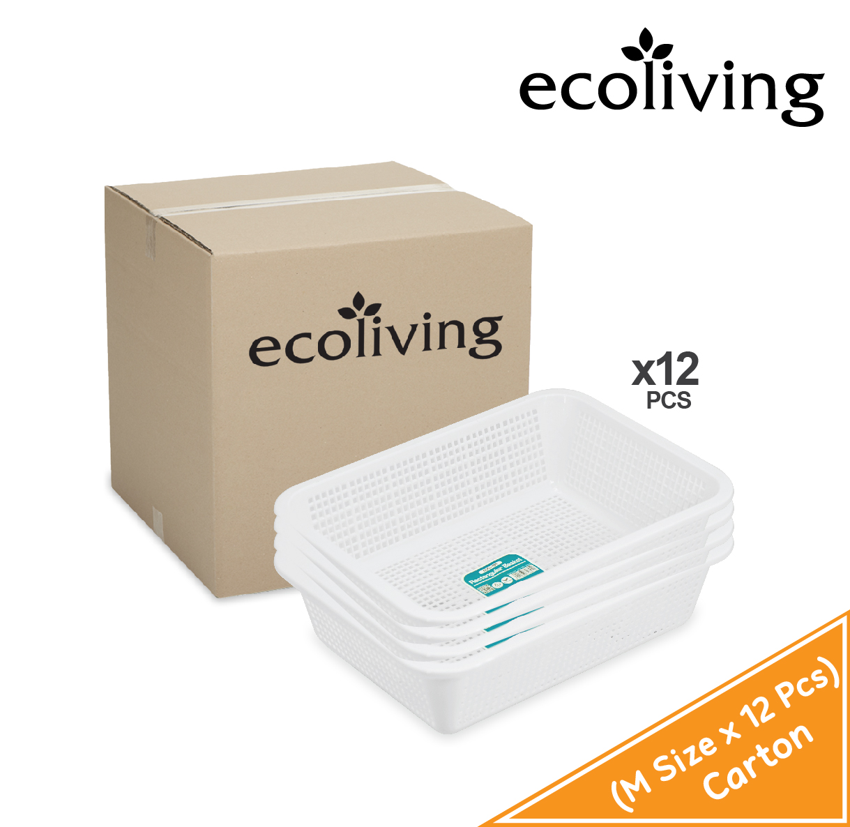 ECO LIVING CARTON DEAL 12Pcs/Ctn M/L Size Rect.Storage Basket,Office Bin Organizer,Bakul Kotak,ECO-109-12, ECO-110-12