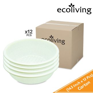 ECO LIVING CARTON DEAL 12Pcs/Pack 14.5Inch Rice Vege Colander Washing Basin,Basket,Bakul,Baldi,ECO-126-12