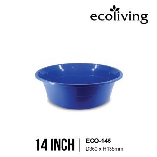 ECO LIVING 12/14/16/18 Inch Travel Face Wash & Foot Bath Bucket, Round Basin Tub, Baldi Mandi, ECO-144,145,146,147/WH,GY