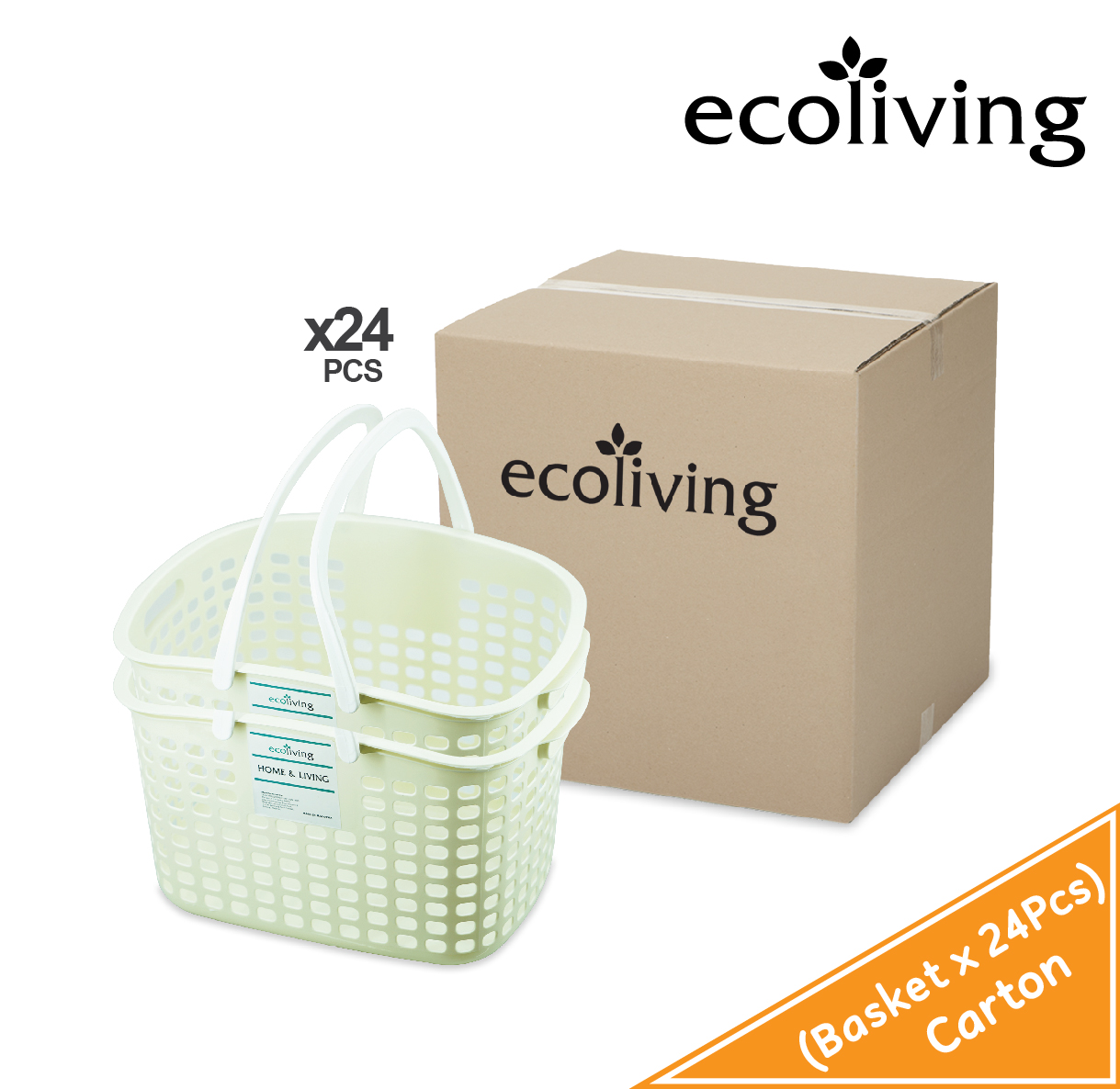ECO LIVING CARTON DEAL 24Pcs/Ctn Laundry Hanging Basket,Shopping&Storage Basket W/Double Handles,Bakul,ECO-151-24