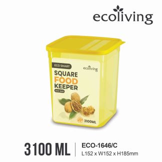 ECO LIVING 1.2/1.9/3.1L Square Airtight Freezer ECO Smart Keeper ,Food Container, Bekas Makanan, ECO-1644,1645,1646/C