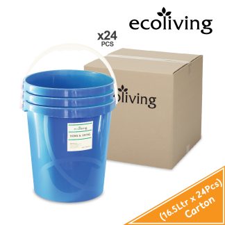 ECO LIVING CARTON DEAL 24Pcs/Pack 13.5/16.5Ltr Round Water Pail Tong W/Handle,Air Baldi,Mop Bucket,ECO-174-24,ECO-175-24
