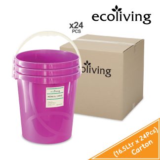 ECO LIVING CARTON DEAL 24Pcs/Pack 16.5Ltr Round Water Pail Tong W/Handle, Air Baldi, ECO-175-24,ECO-175/GY-24