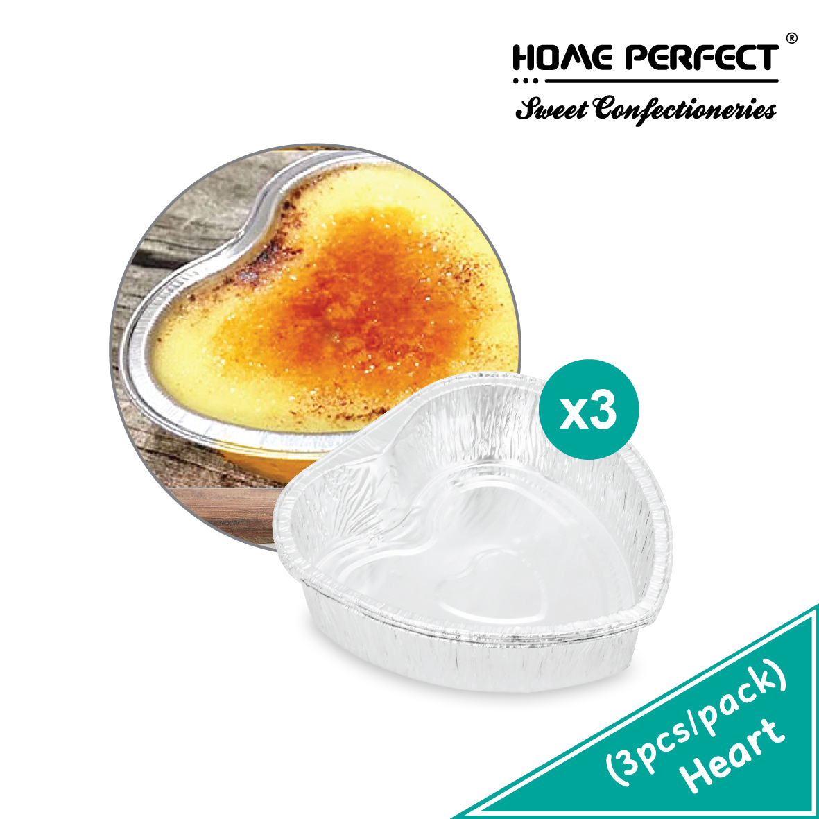 HOME PERFECT 3Pcs/Pack Heart Shape Disposable Aluminium Foil Bake Pan,HP-PLH01 - Image 2