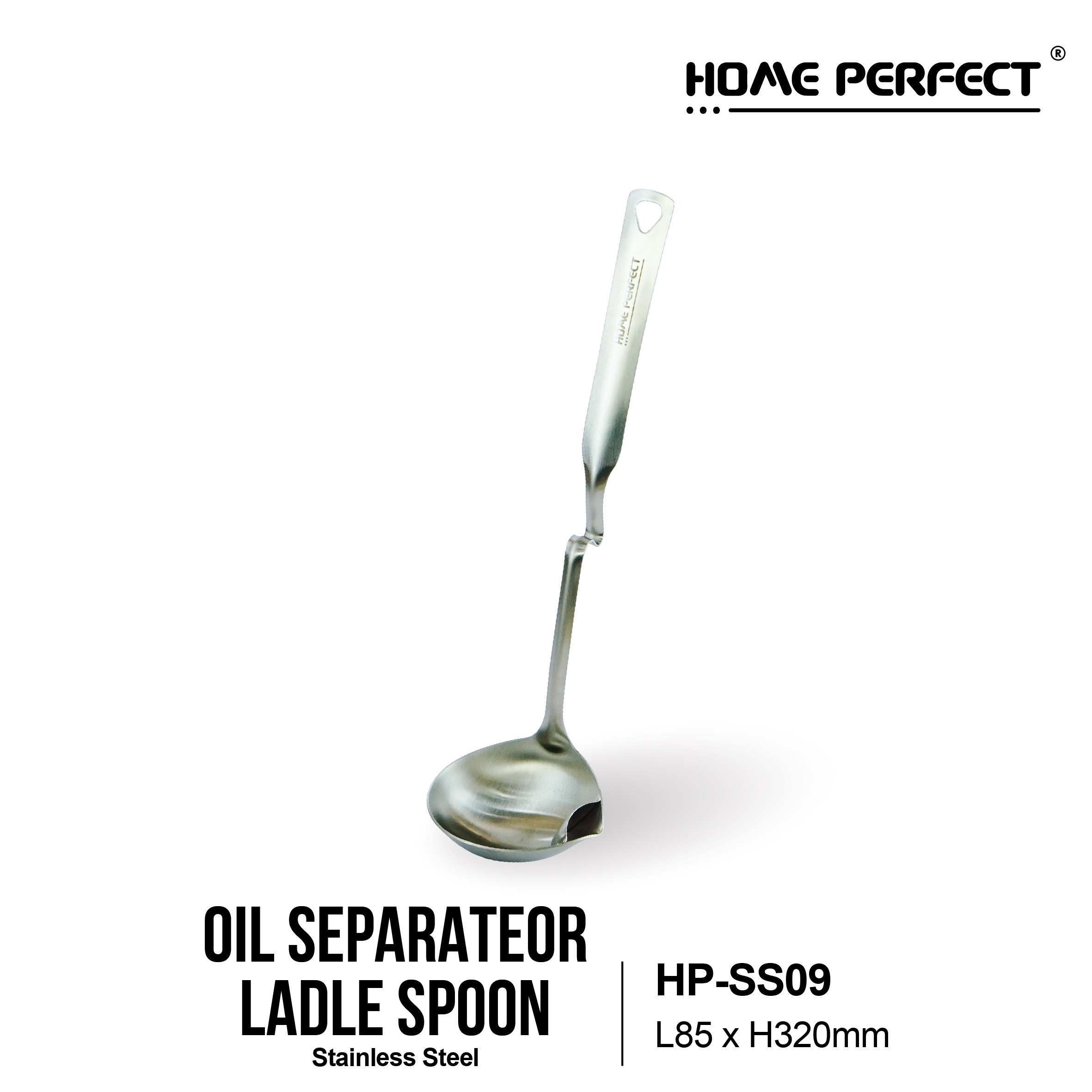 HOME PERFECT Stainless Steel Soup Ladle with Spout Anti-Rust Kitchen Utensils, Senduk Sup Muncung, HP-SS09