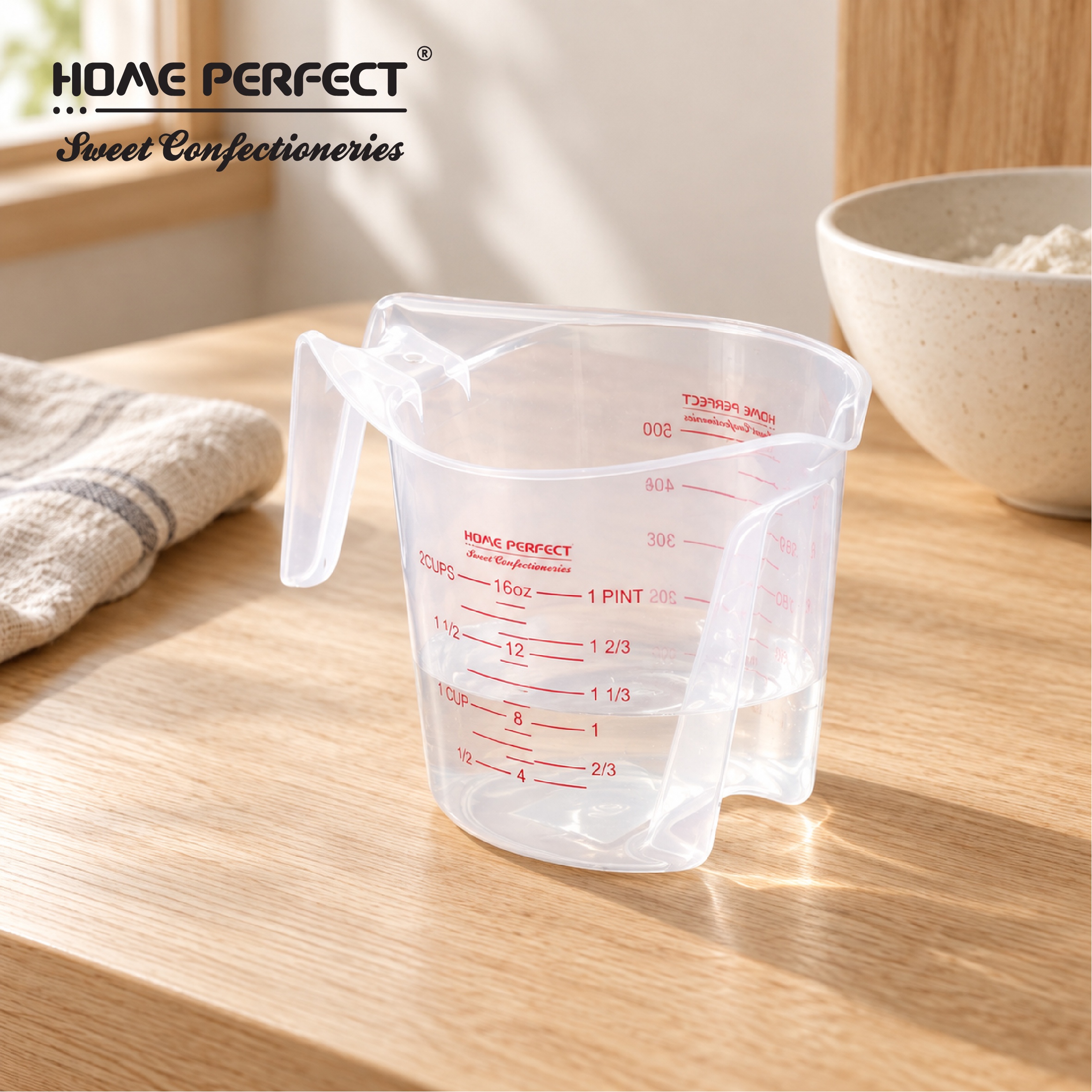 HOME PERFECT 250/500/1000ml Transparent Beaker Measuring Cup Jug W/Handle & Scale,Cawan Penyukat,2384,2385,2386 - Image 6