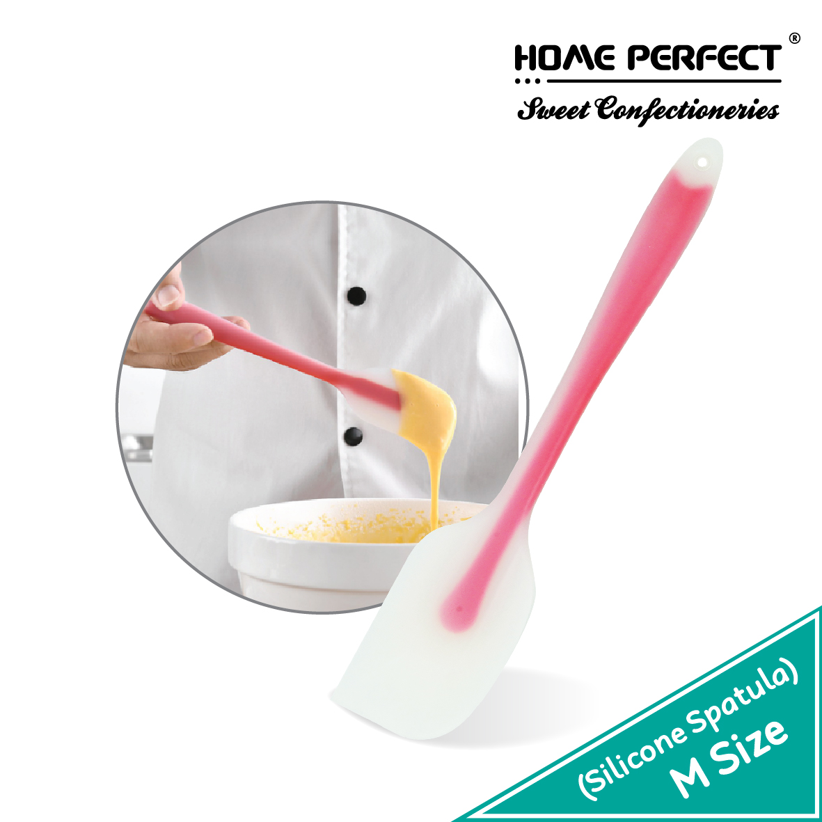 HOME PERFECT S/M Size Silicone Spatula W/Removable Head&Handle,Heat Resistant Baking Scraper,WY-9730SIL/HA, WY-9724SIL/H
