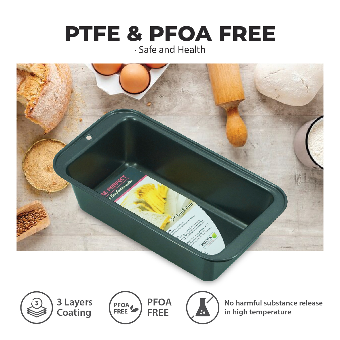 HOME PERFECT 8 Inch Non-Stick Rect./Long Loaf Pan,Handmake Toaster Pan, BK-BZ08L - Image 6