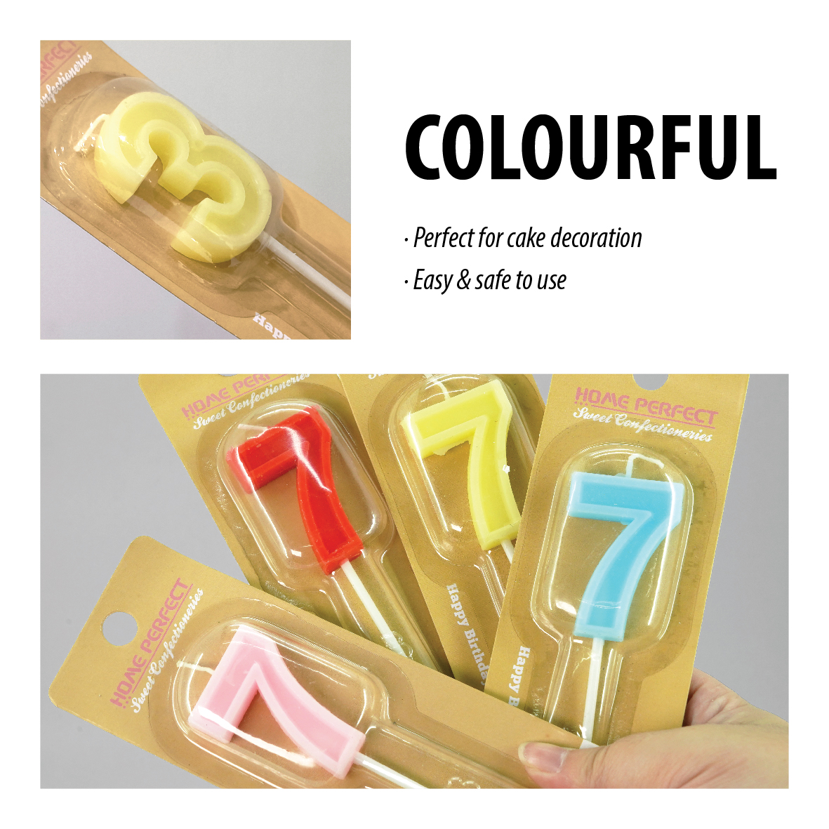 HOME PERFECT Colourful Birthday 0-9? Number Stick Candles Topper, Cake Party Decoration Candle, PF-CDNO/S,PF-CDNO/M - Image 7
