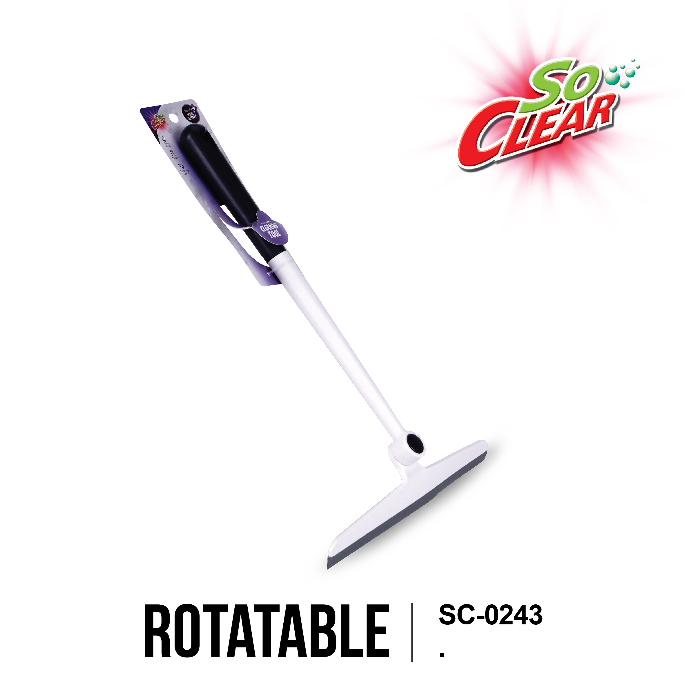 SO CLEAR 180° Rotatable Squeegee/Glass Squeegee, Floor Tile Car Wash Cleaning Tool, Penyapu Air, SC-0243,SC-1722,SC-1723 - Image 4