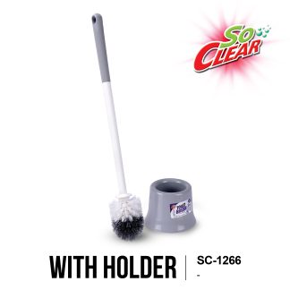 SO CLEAR Toilet Brush W/Holder Long Handle, Durable and Hygienic Bathroom Cleaning Tool, Berus Tandas, SC-1266,1267,6208