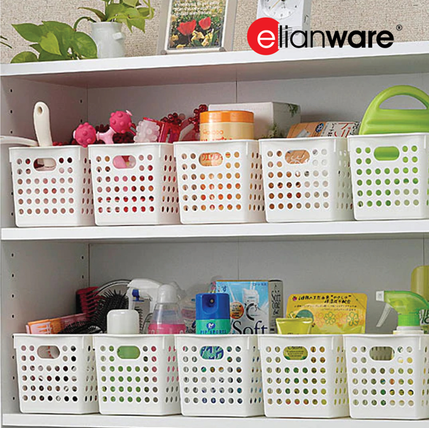 ELIANWARE Stackable Stationery Tray With Handle,Multi-Purpose Storage Organizer Basket,Bakul,E-1531/WH, 1532/WH, 1533/WH - Image 7