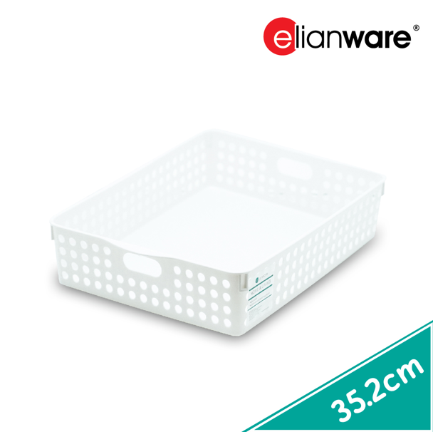 ELIANWARE Stackable Stationery Tray With Handle,Multi-Purpose Storage Organizer Basket,Bakul,E-1531/WH, 1532/WH, 1533/WH