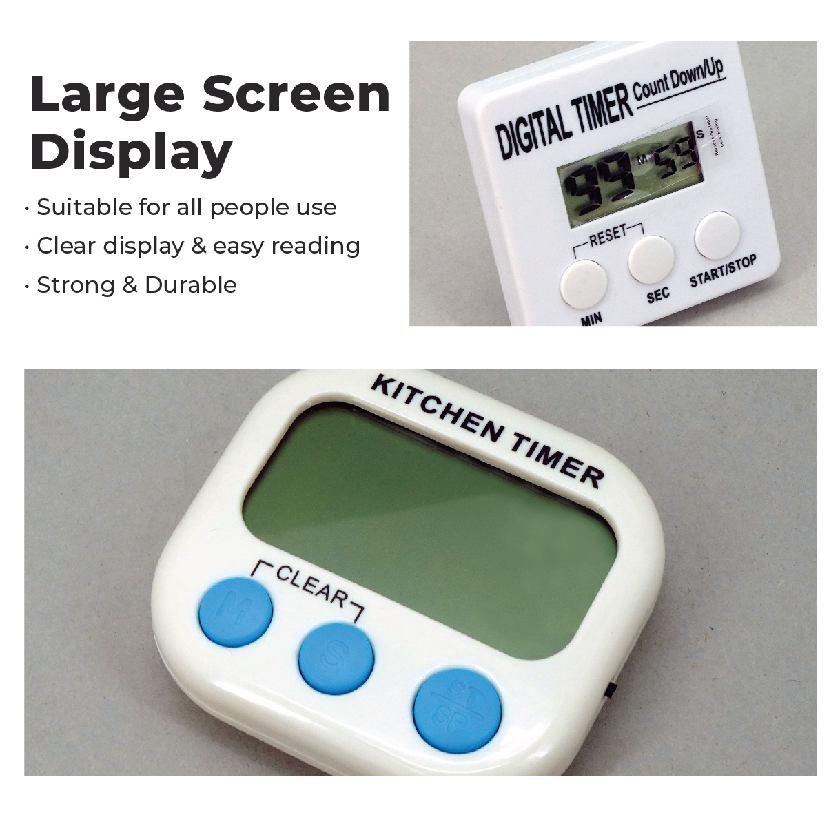 HOME PERFECT Electronic Digital Kitchen Timer With Countdown Alarm,Jam Randik