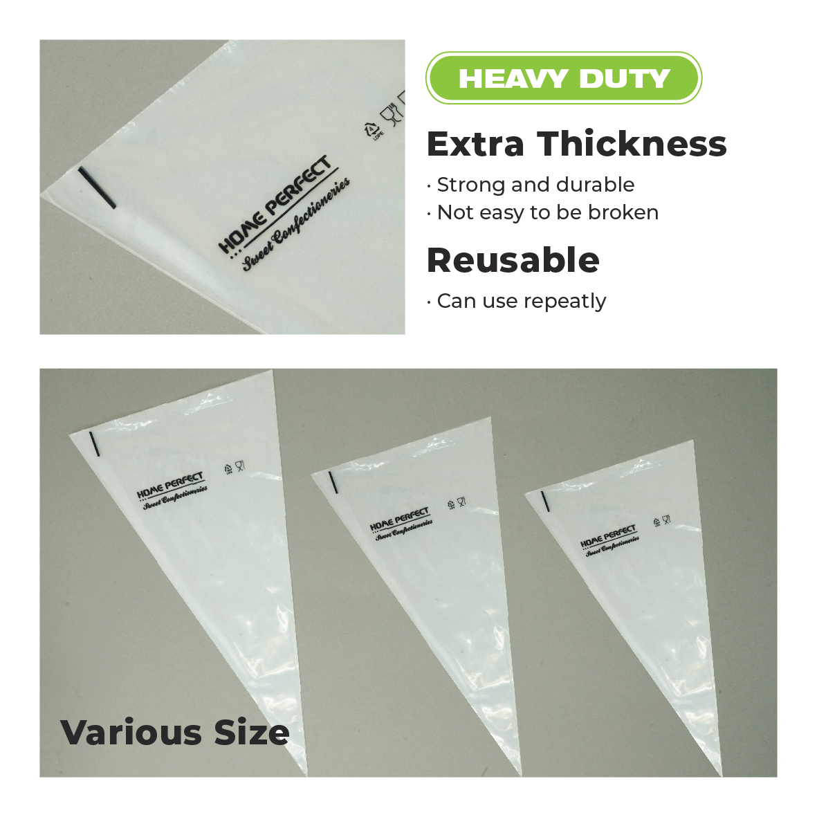 HOME PERFECT 50Pcs/Pack 12,14,16 Inch Non-Slip Piping Cream Bag,Beg Ising Krim Kek, HP-PE12, HP-PE14, HP-PE16 - Image 5