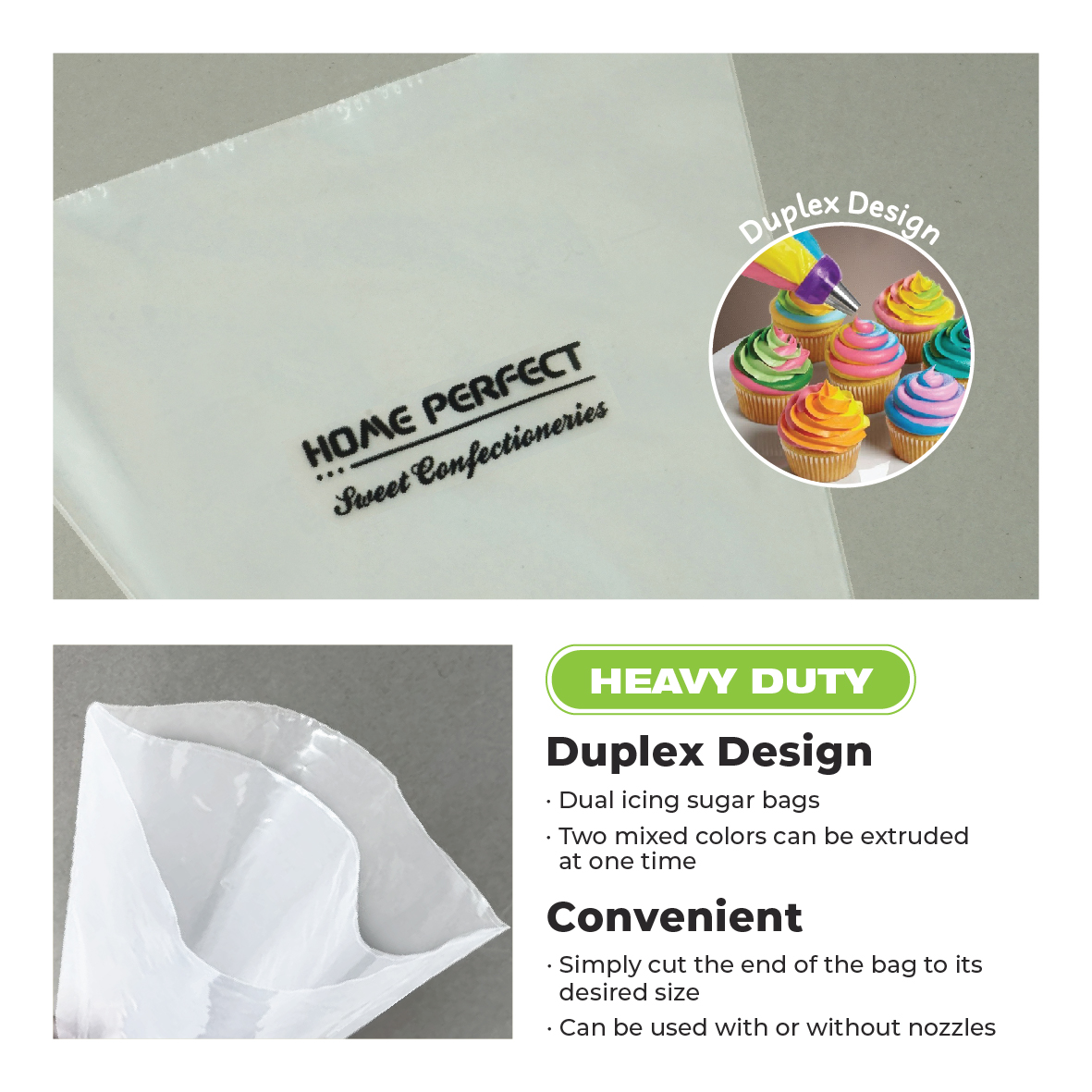 HOME PERFECT 50Pcs/Pack 12,14,16 Inch Non-Slip Piping Cream Bag,Beg Ising Krim Kek, HP-PE12, HP-PE14, HP-PE16 - Image 7